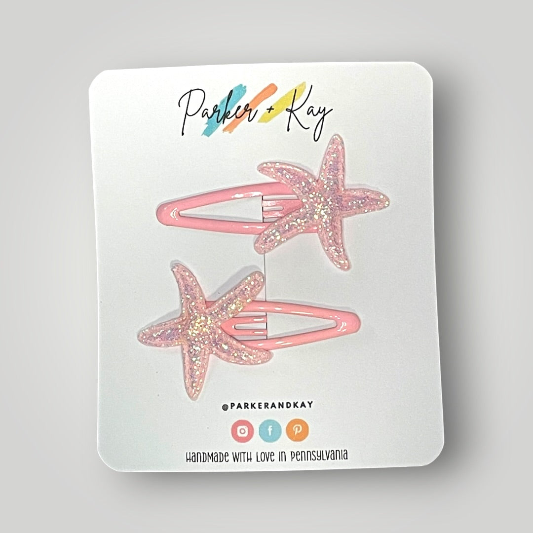 Shimmering Starfish Snap Clips