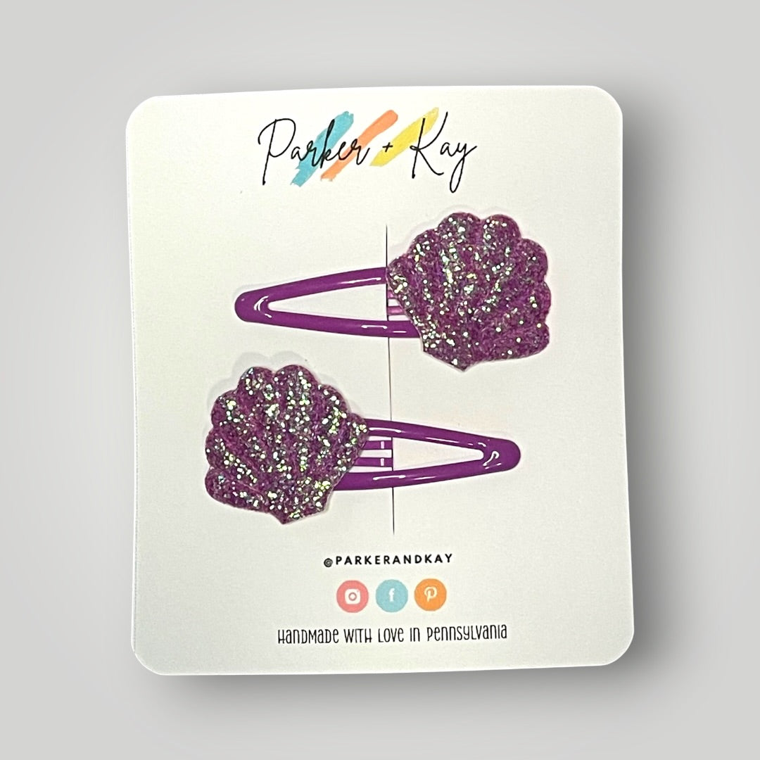 Shimmering Seashell Snap Clips