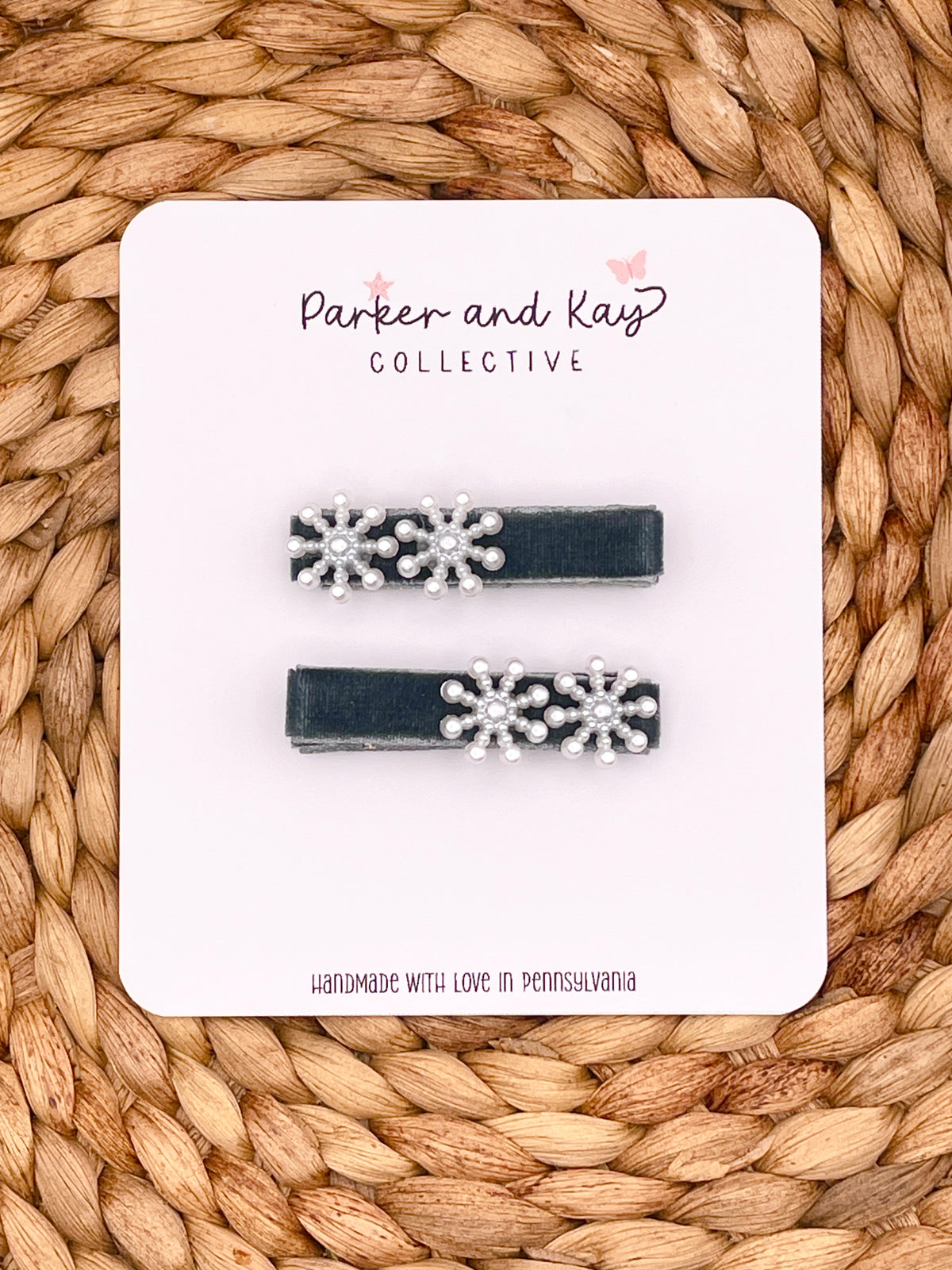 Velvet Snowflakes Clips | Blueberry