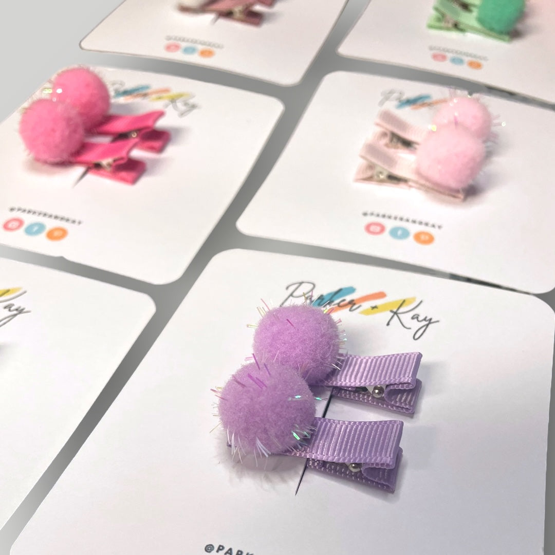 Sparkling Pom Pom Mini Hair Clips
