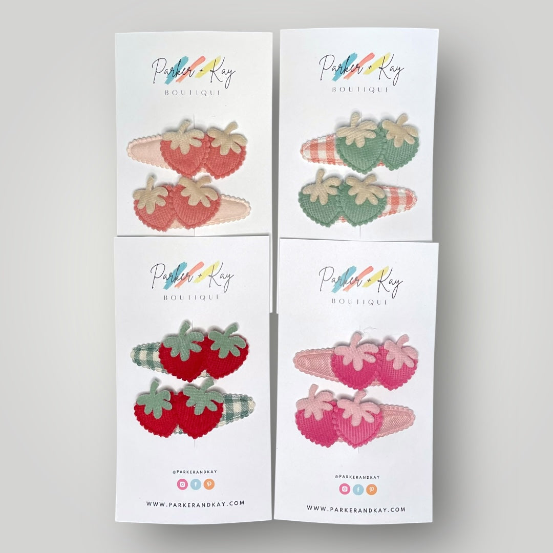 Soft Strawberries Hair Clips