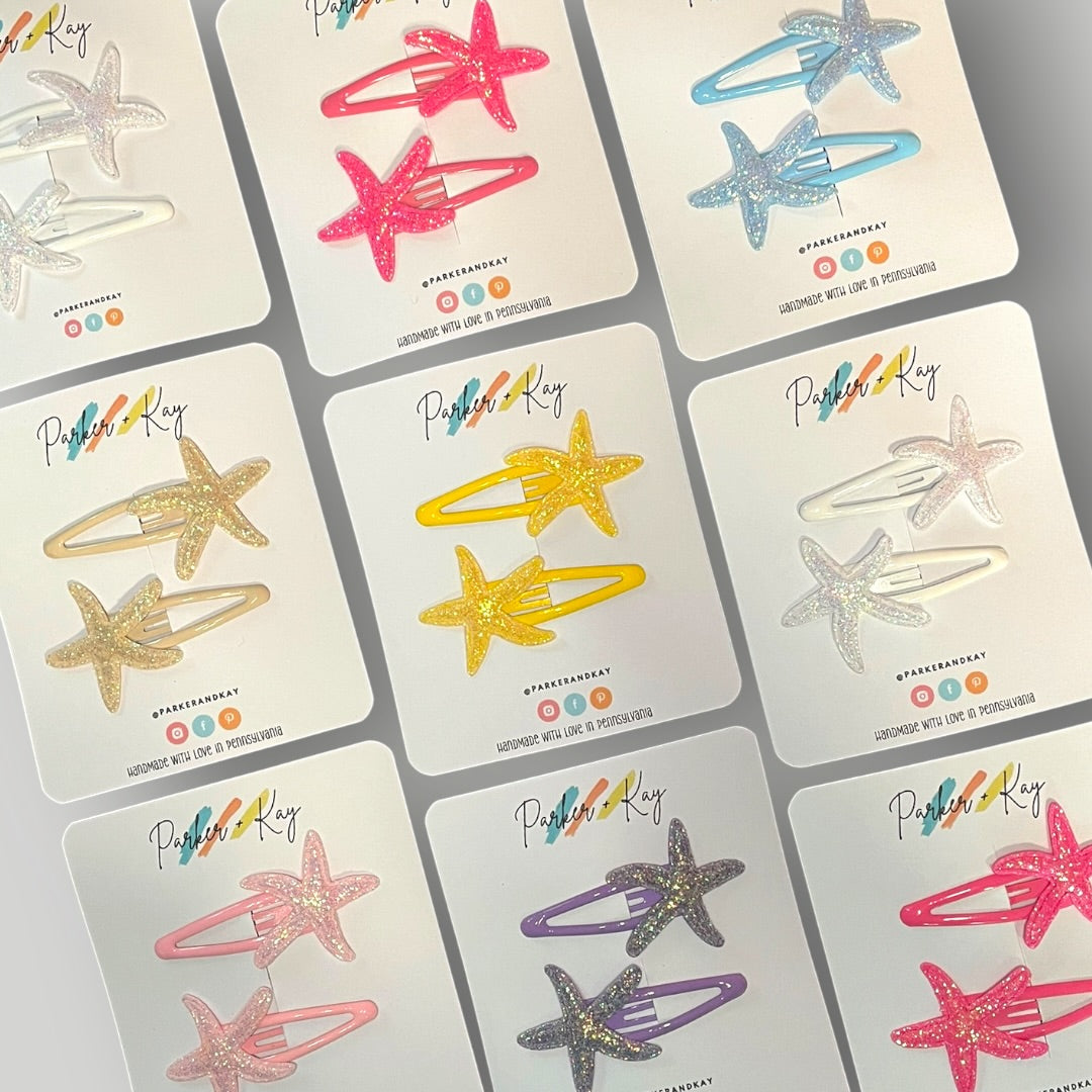 Shimmering Starfish Snap Clips