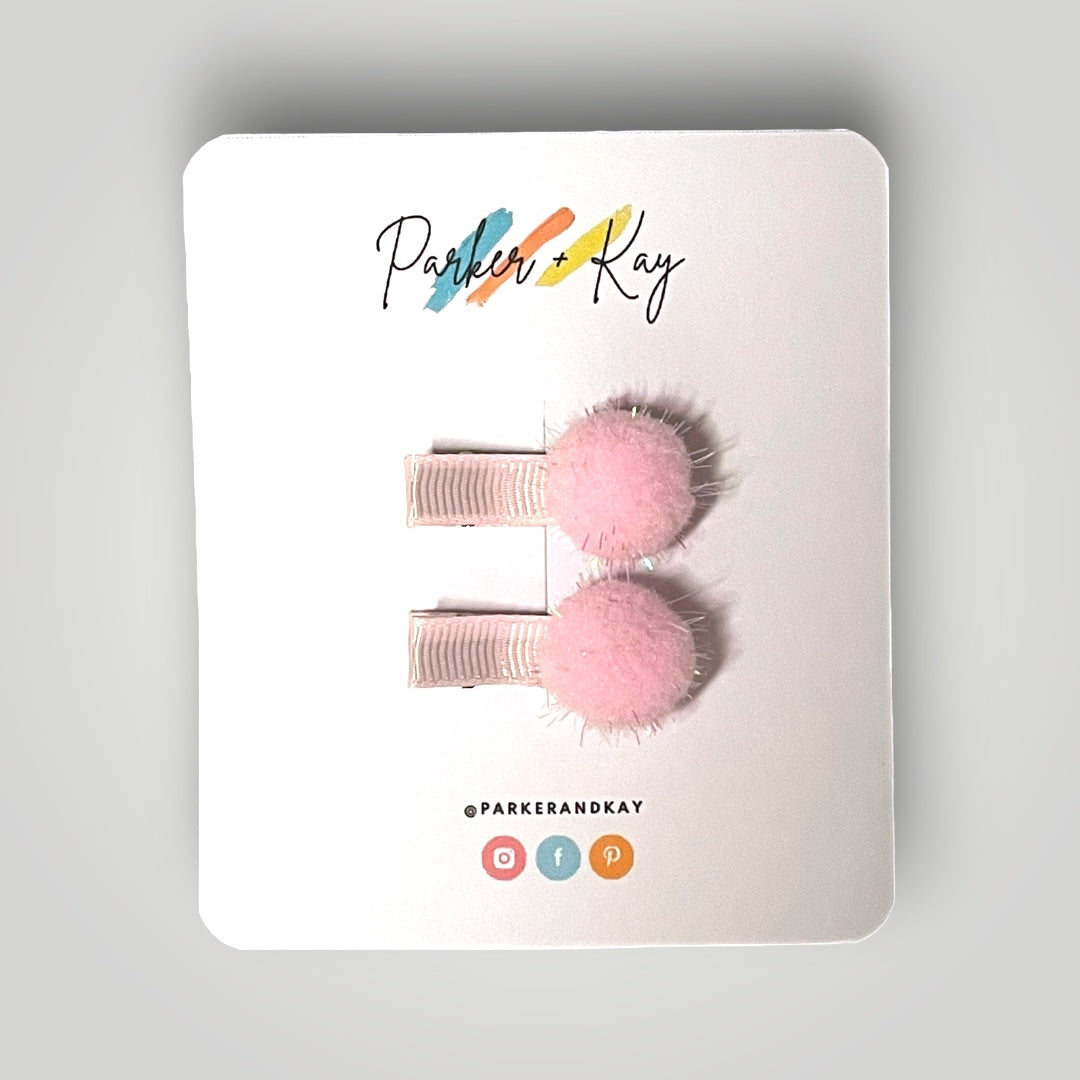 Sparkling Pom Pom Mini Hair Clips