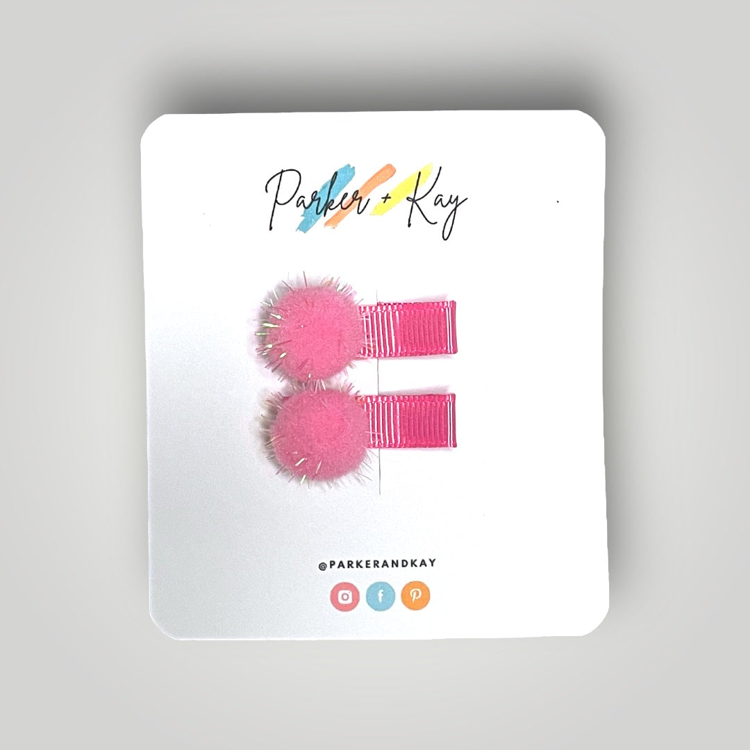 Sparkling Pom Pom Mini Hair Clips