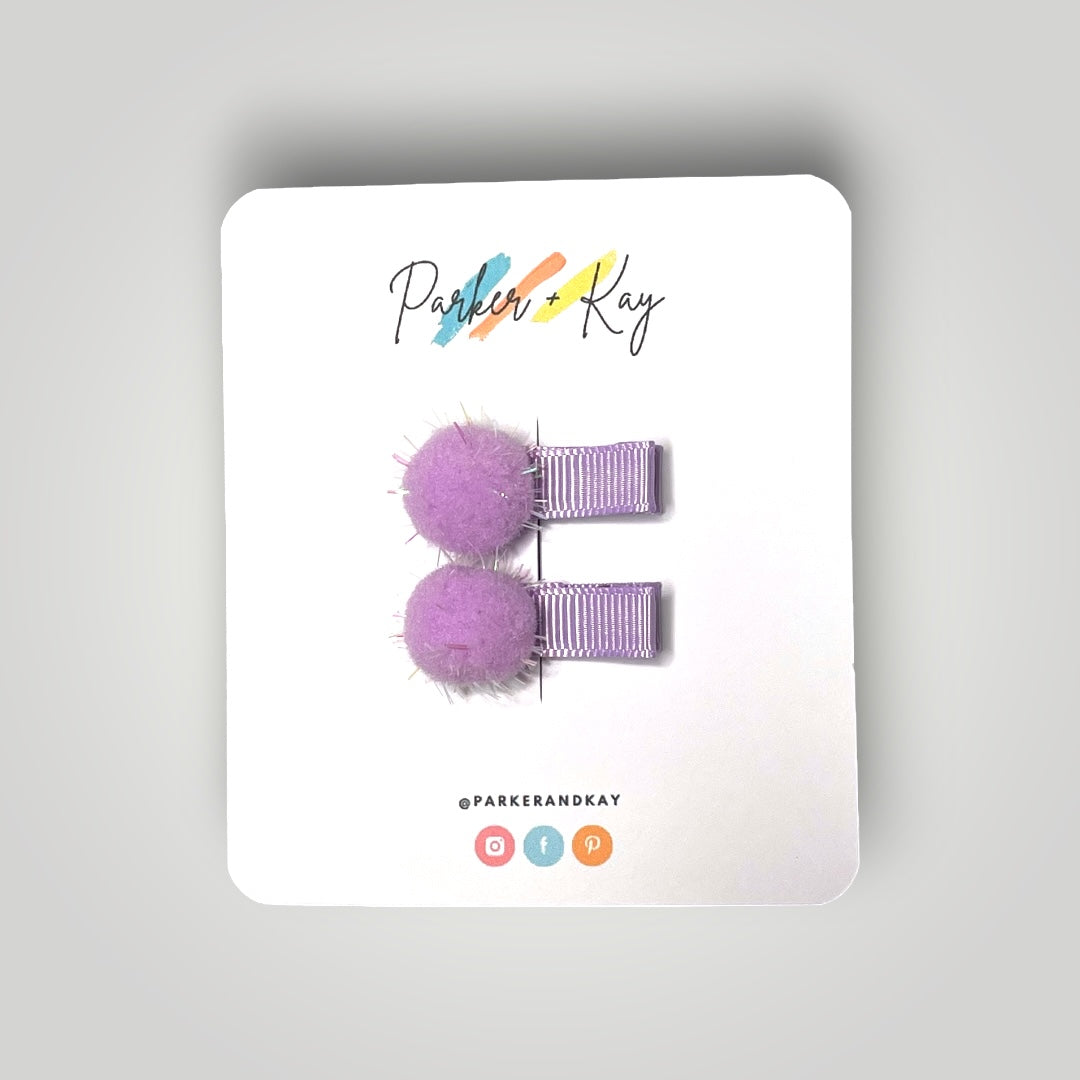 Sparkling Pom Pom Mini Hair Clips