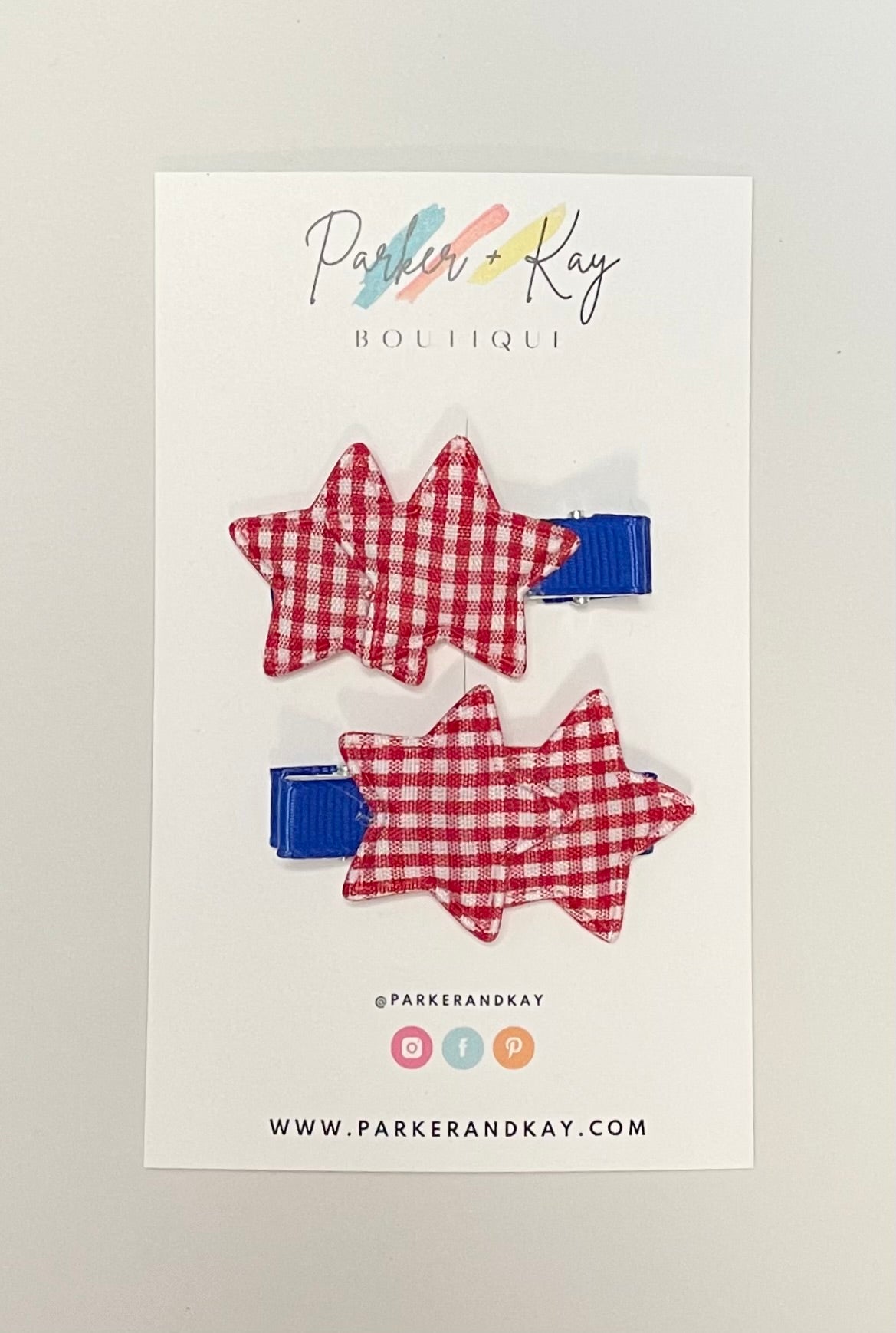 Plaid Stars Hair Clips