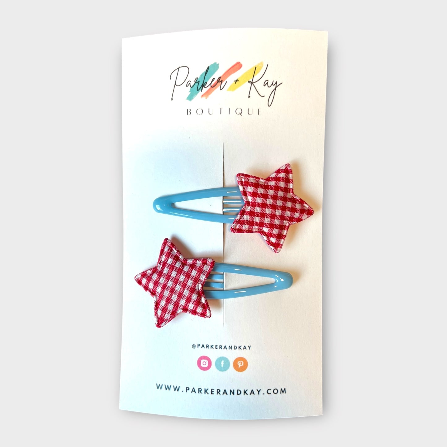 Plaid Stars Hair Clips