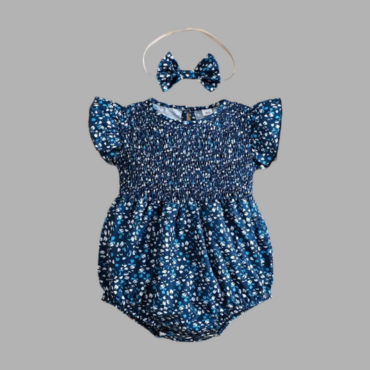 Blue Floral Romper Set