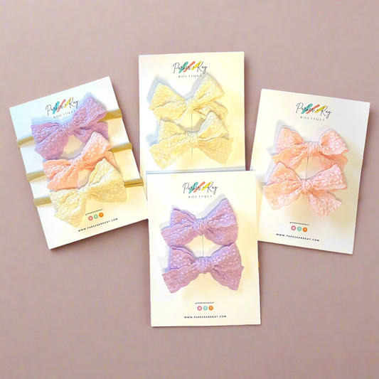 Embroidered Floral Hair Bows