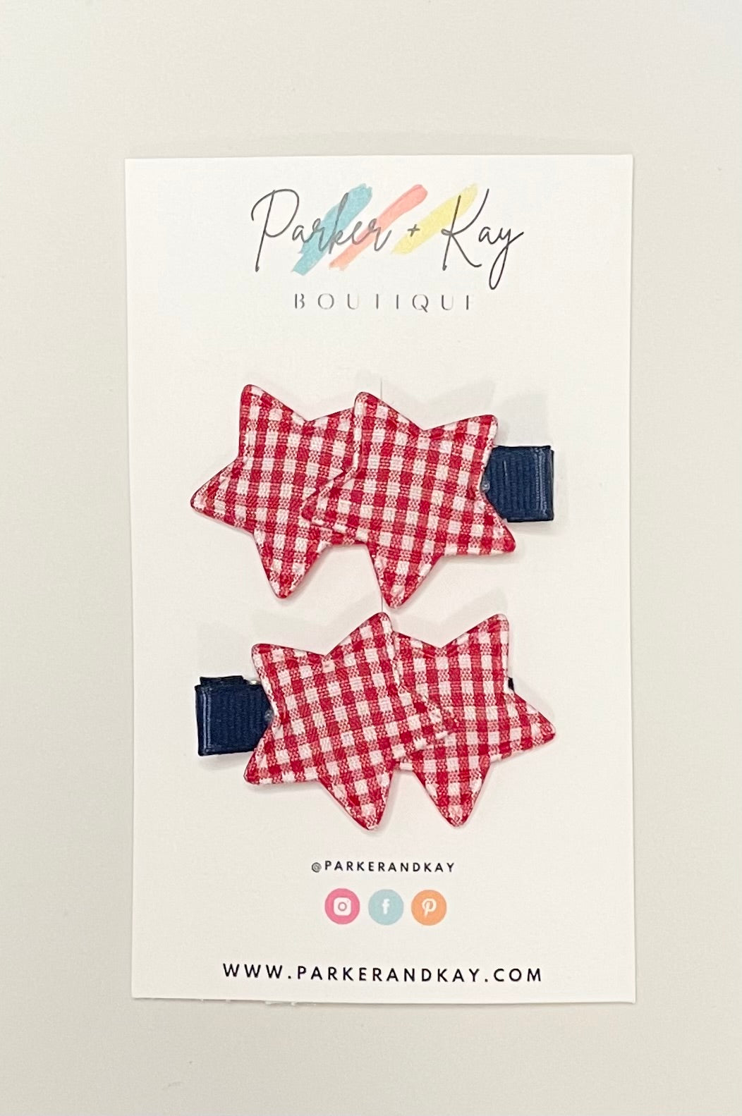 Plaid Stars Hair Clips