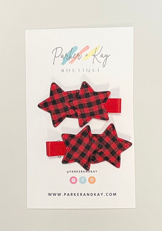 Buffalo Check Stars Hair Clips