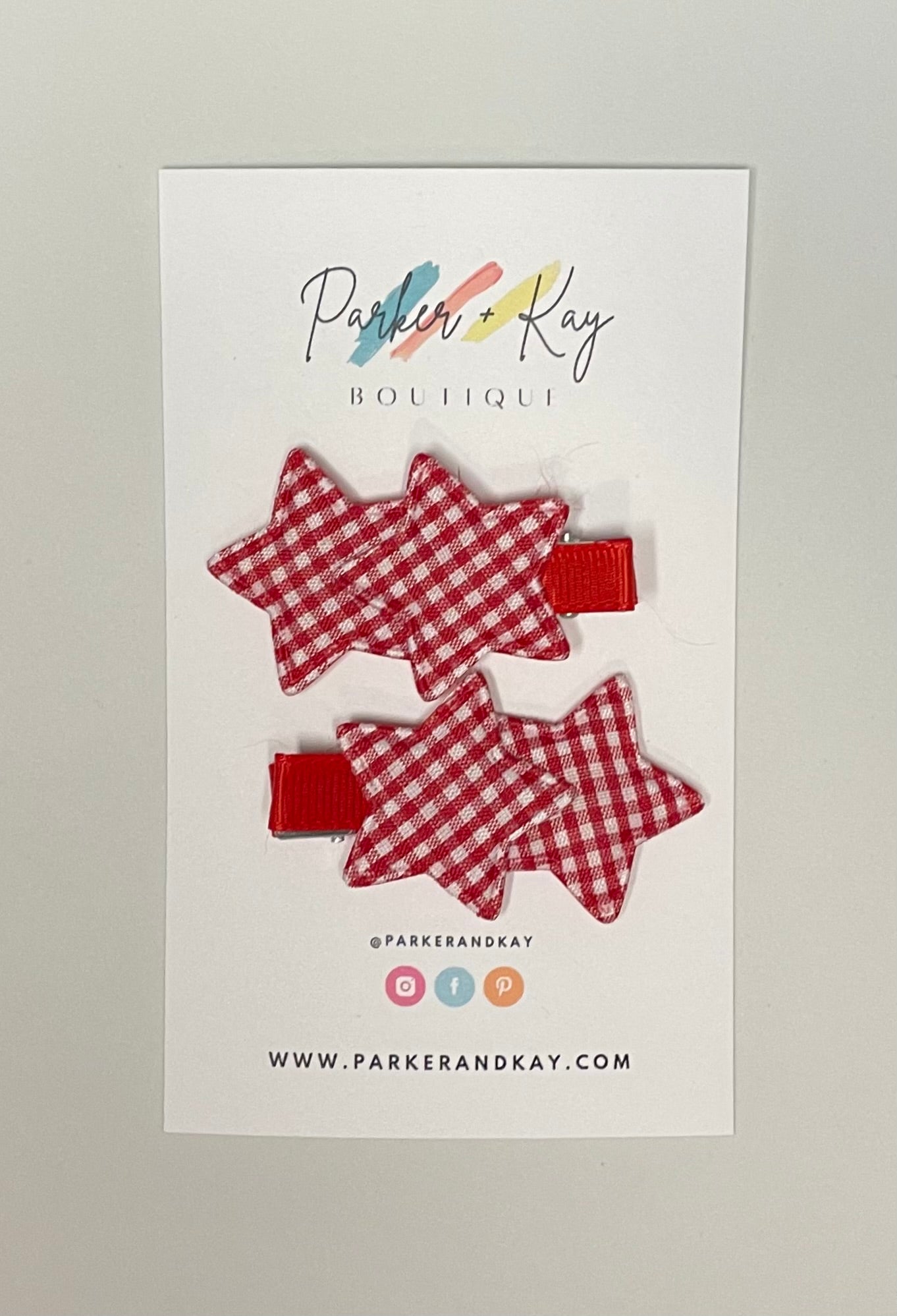 Plaid Stars Hair Clips