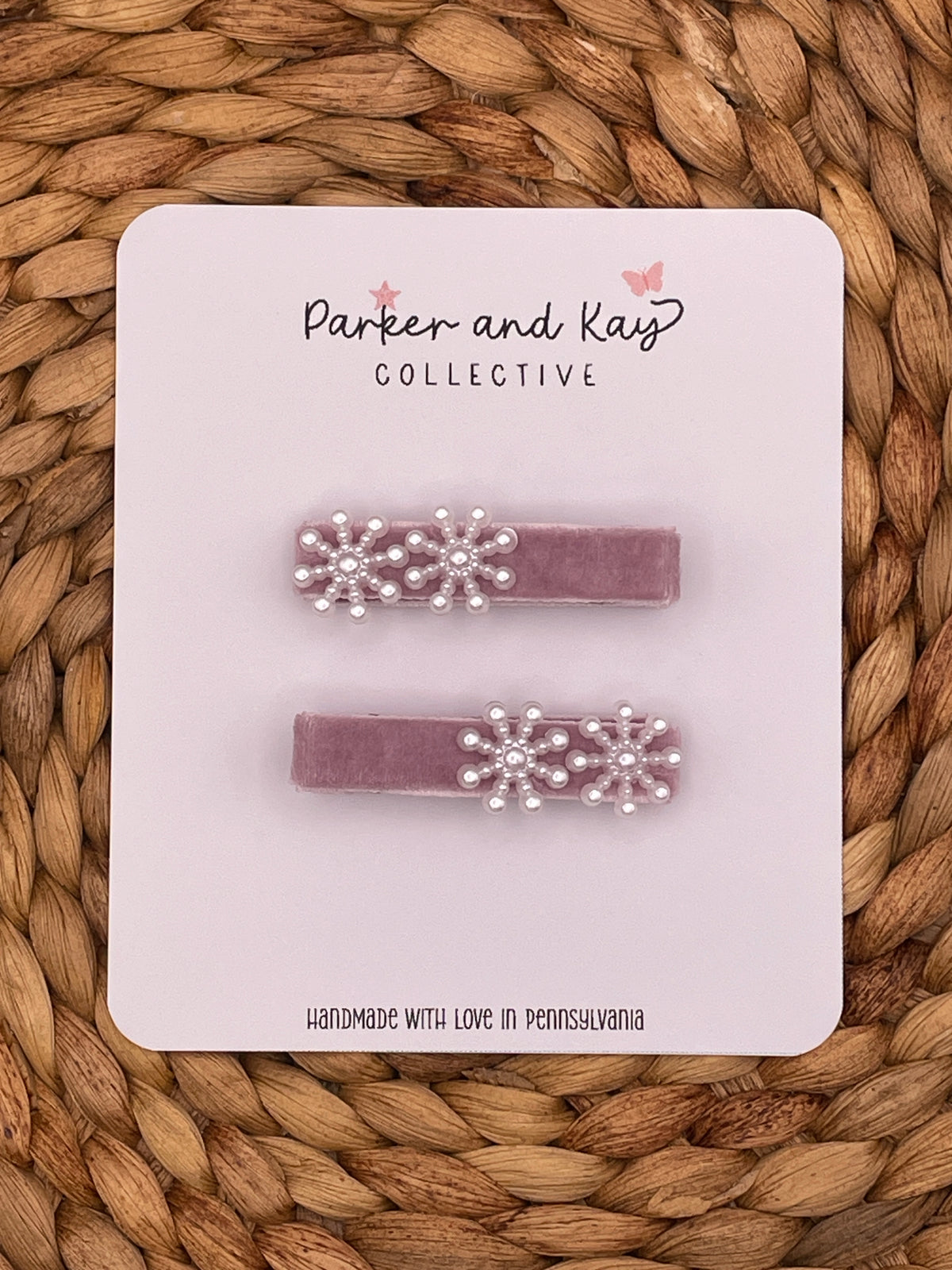Velvet Snowflakes Clips