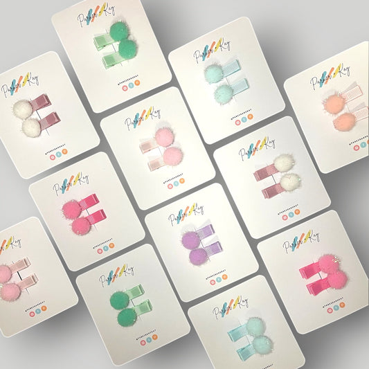 Sparkling Pom Pom Mini Hair Clips