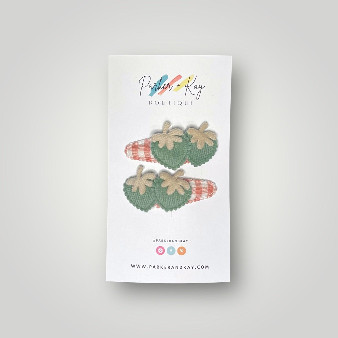 Soft Strawberries Hair Clips
