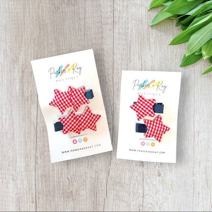 Gingham Glory Star Clips