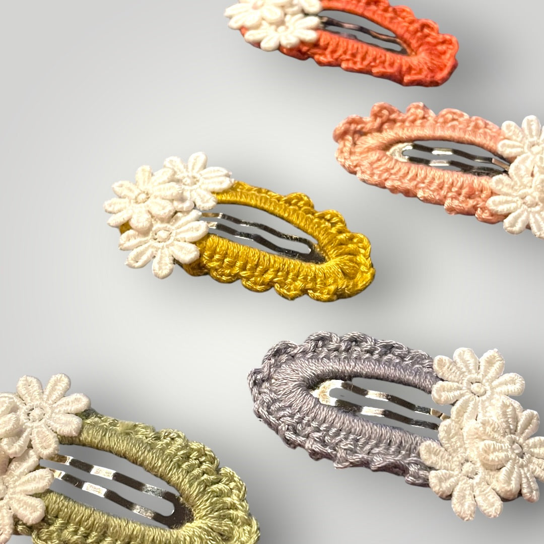 Sweet Blooms Crochet Snap Hair Clip