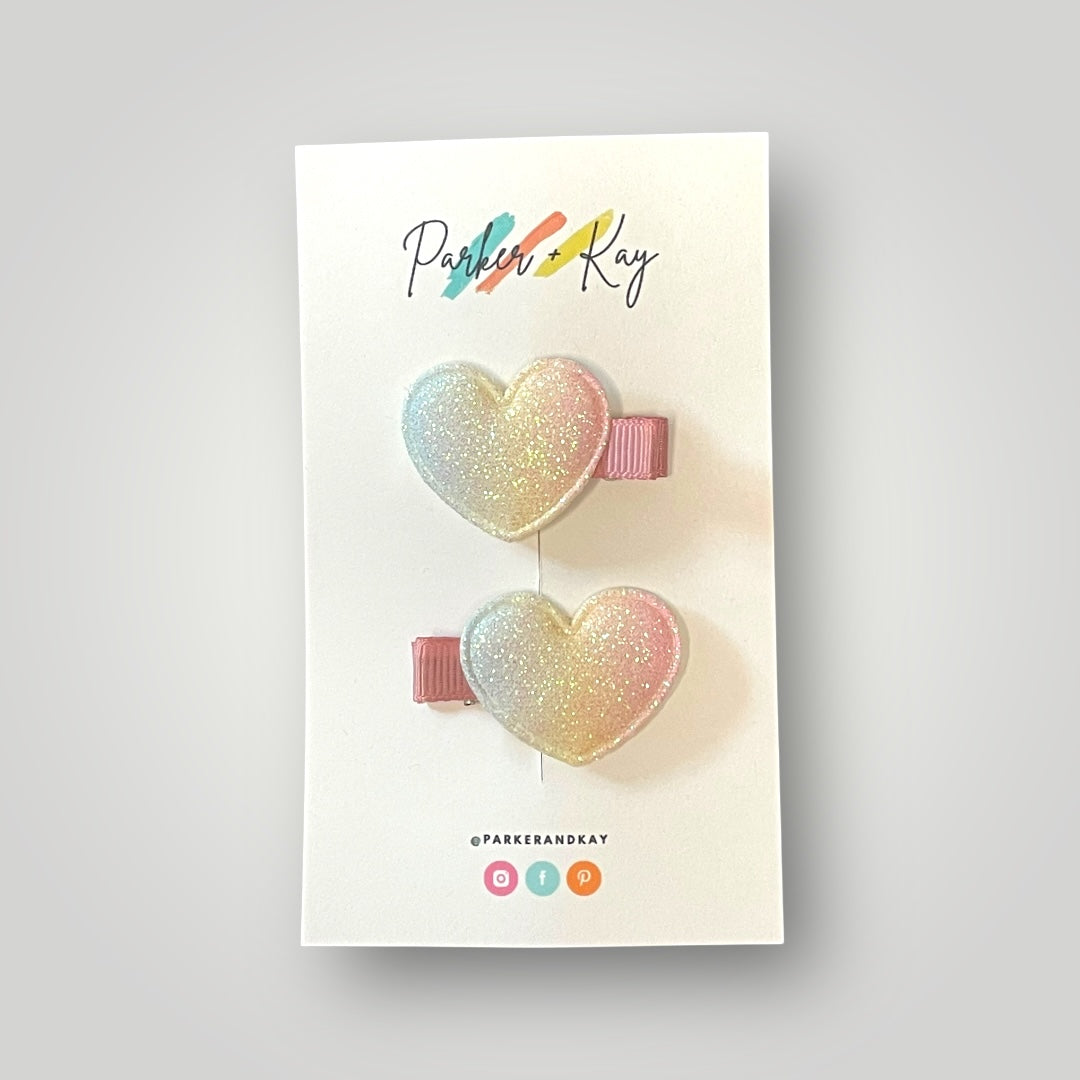 Unicorn Heart Hair Clips