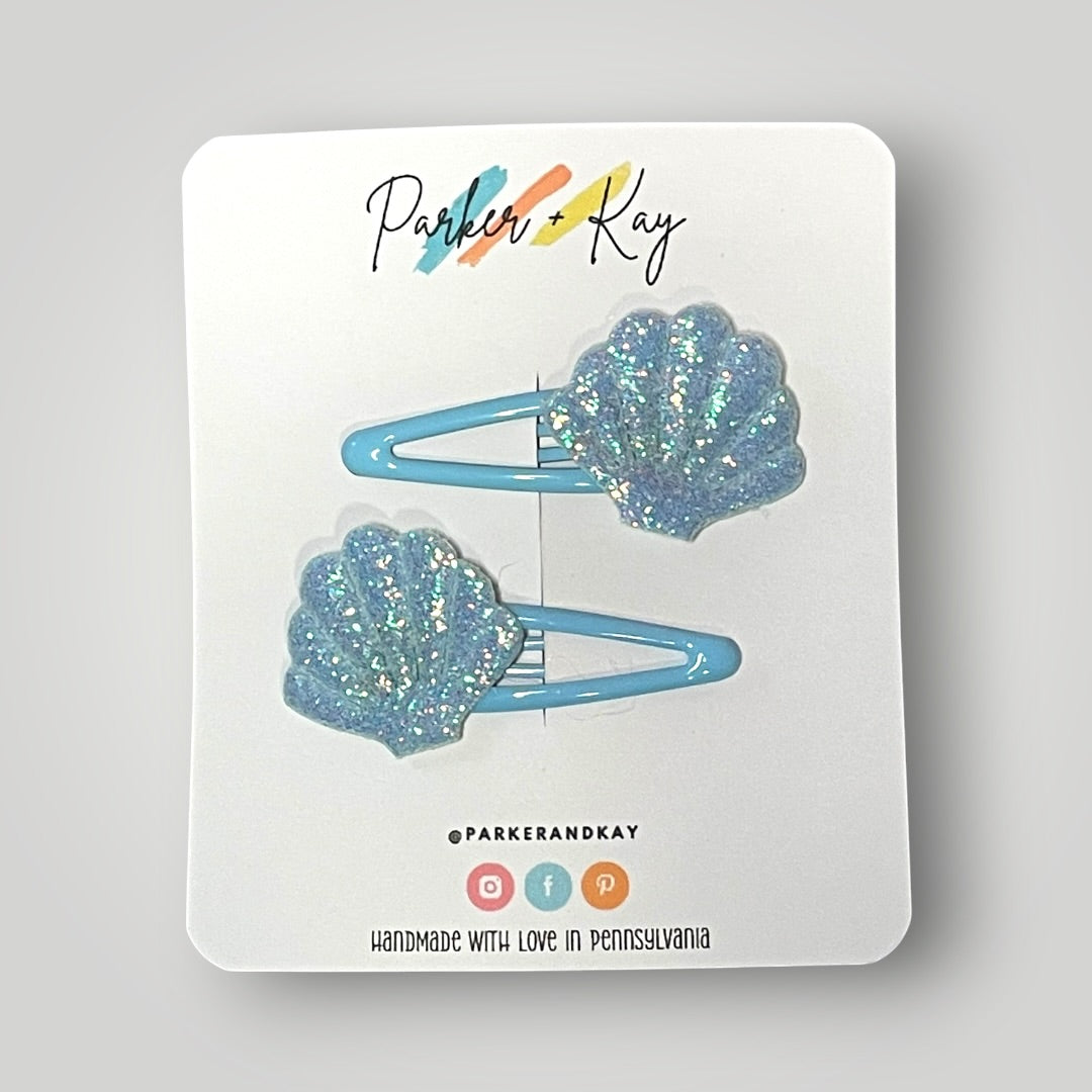 Shimmering Seashell Snap Clips