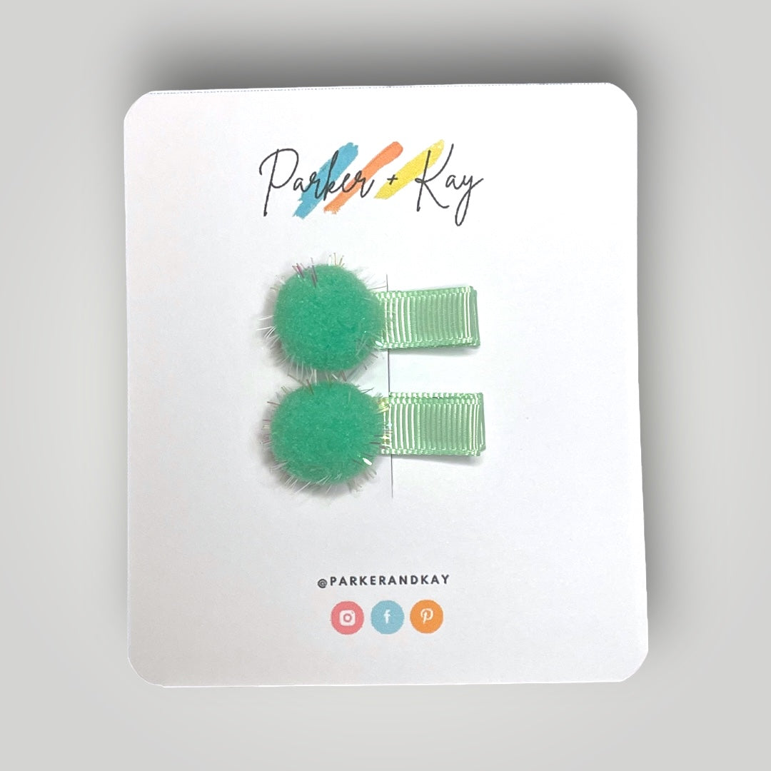 Sparkling Pom Pom Mini Hair Clips