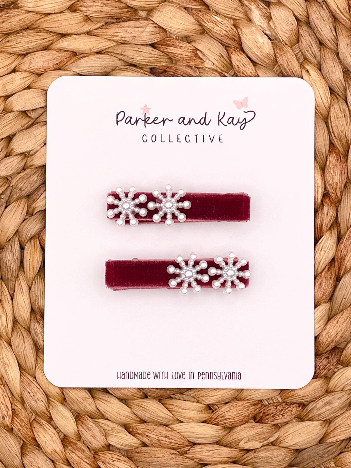 Velvet Snowflakes Clips