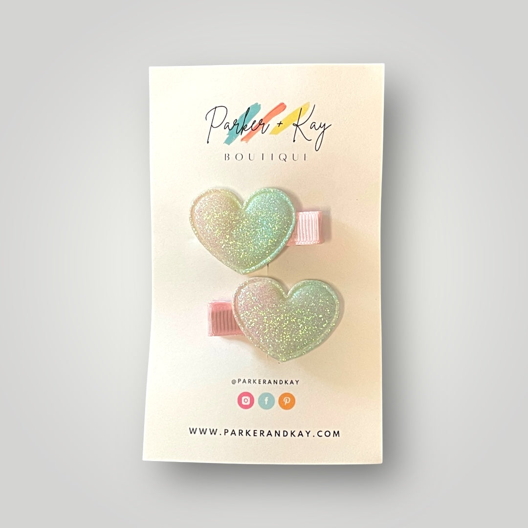 Unicorn Heart Hair Clips