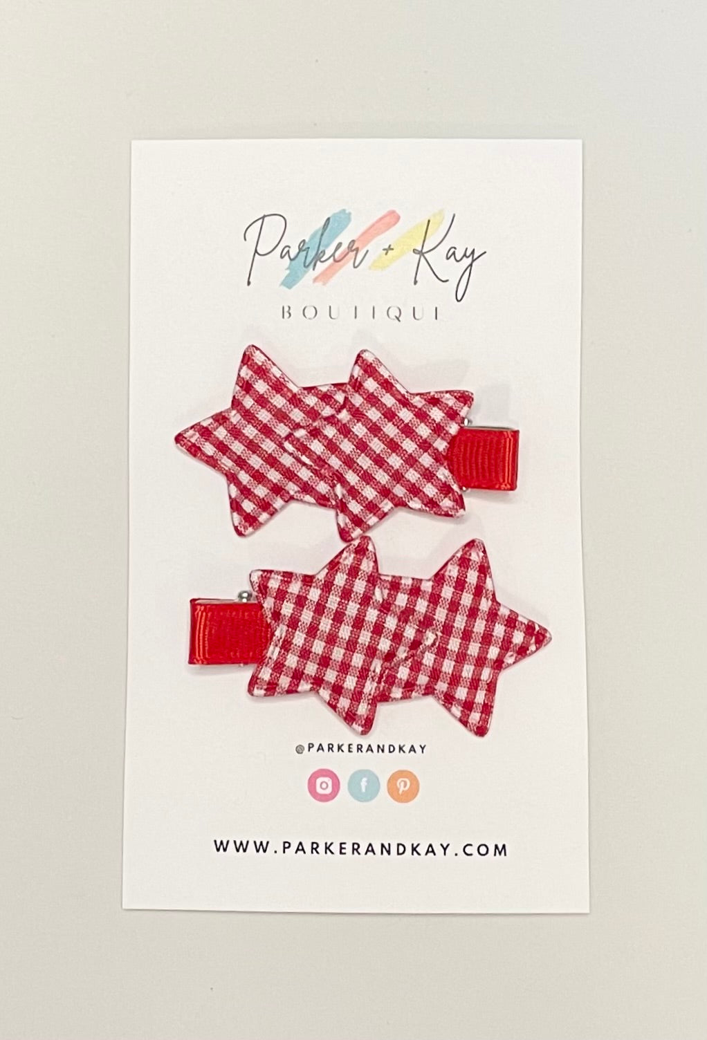 Plaid Stars Hair Clips