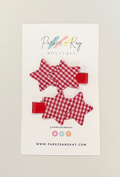 Plaid Stars Hair Clips