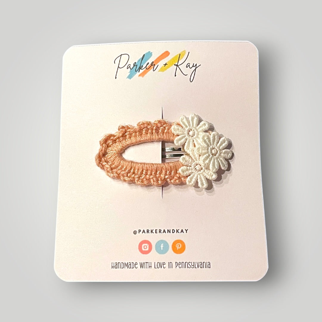 Sweet Blooms Crochet Snap Hair Clip