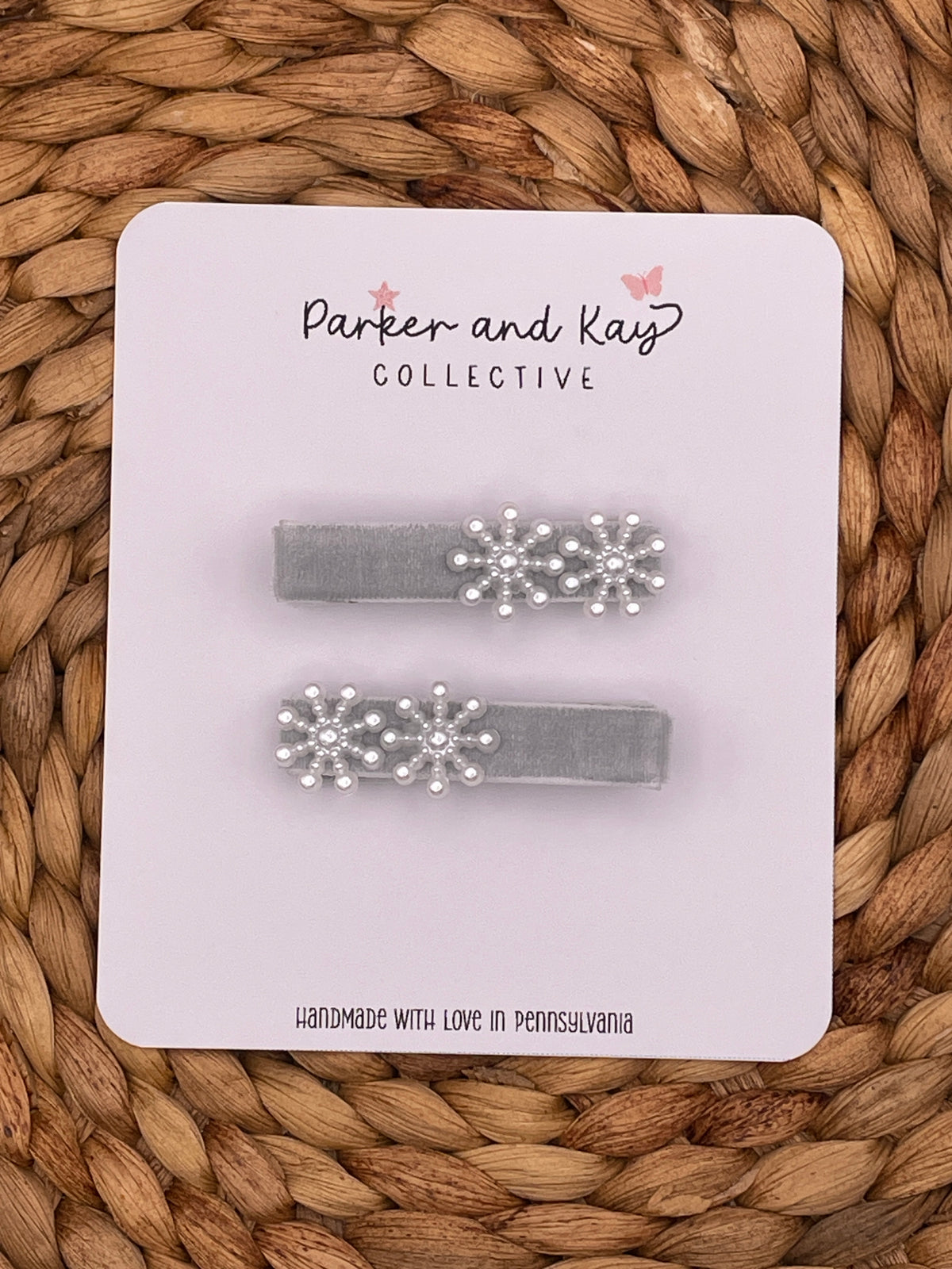 Velvet Snowflakes Clips