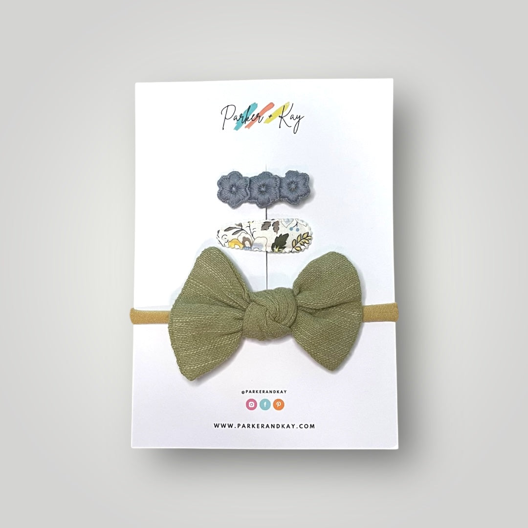 Knot Bow Headband and Clips Set