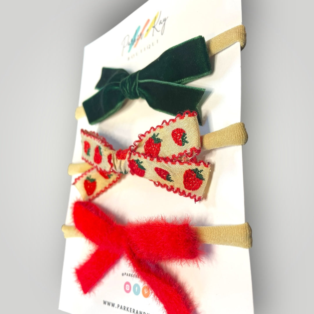 Strawberries Hair Bow Set