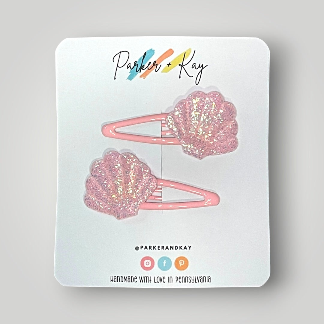 Shimmering Seashell Snap Clips