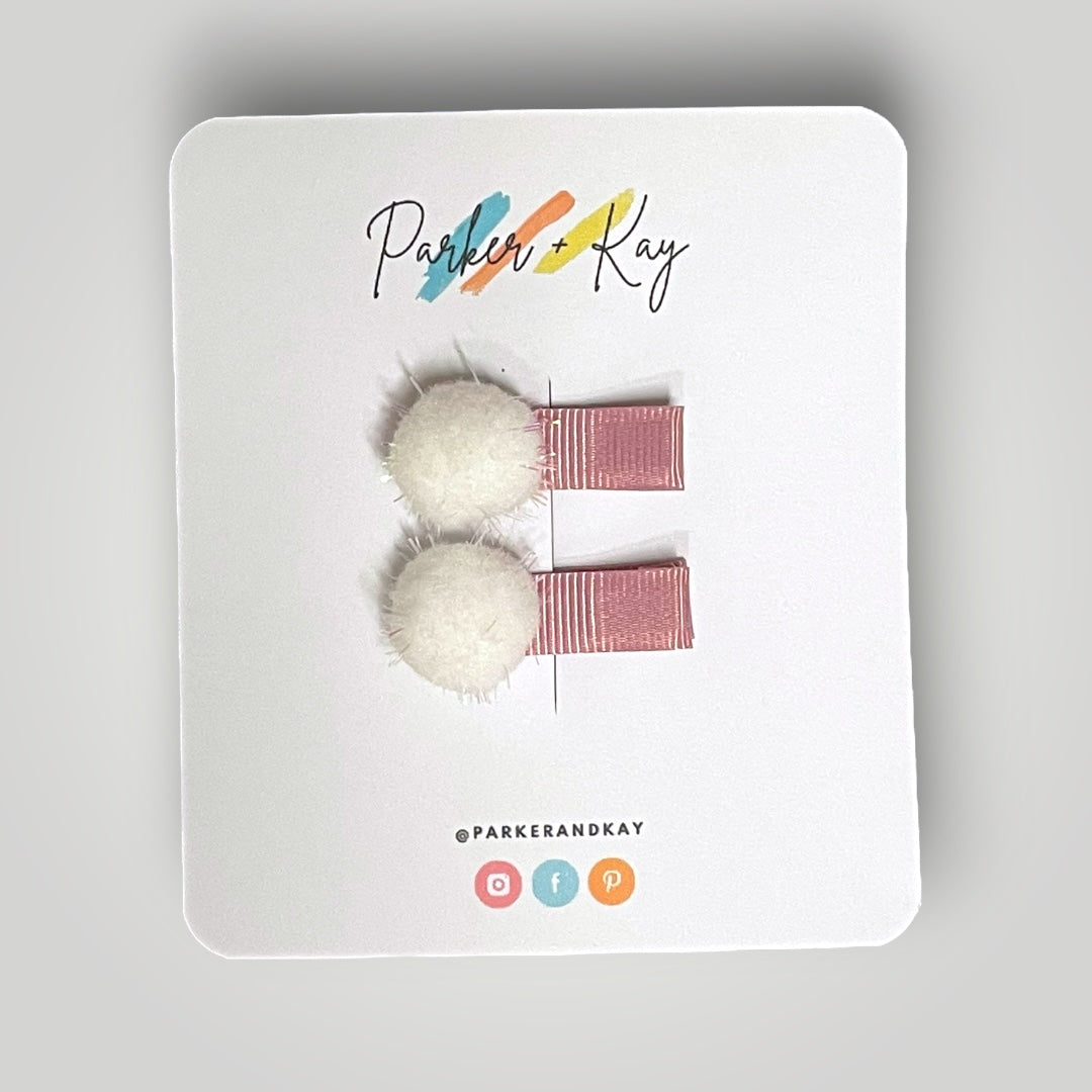 Sparkling Pom Pom Mini Hair Clips