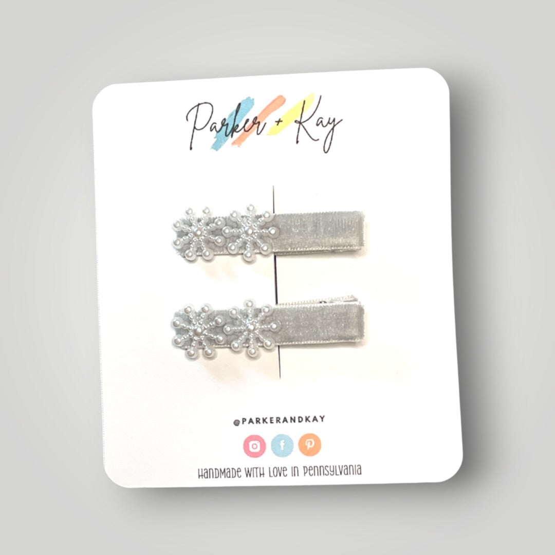 Velvet Snowflakes Clips