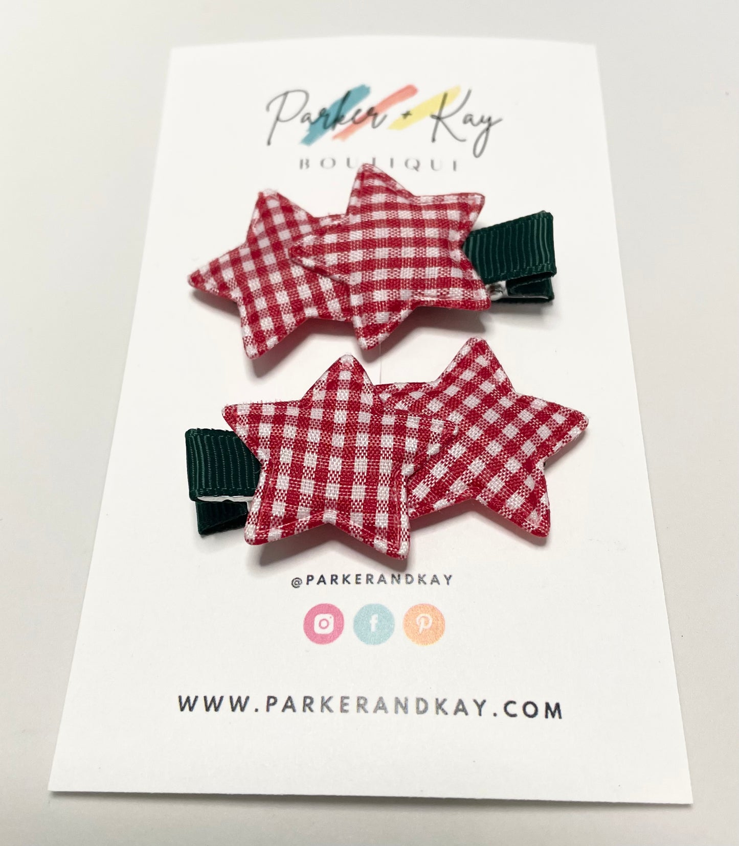 Plaid Stars Hair Clips