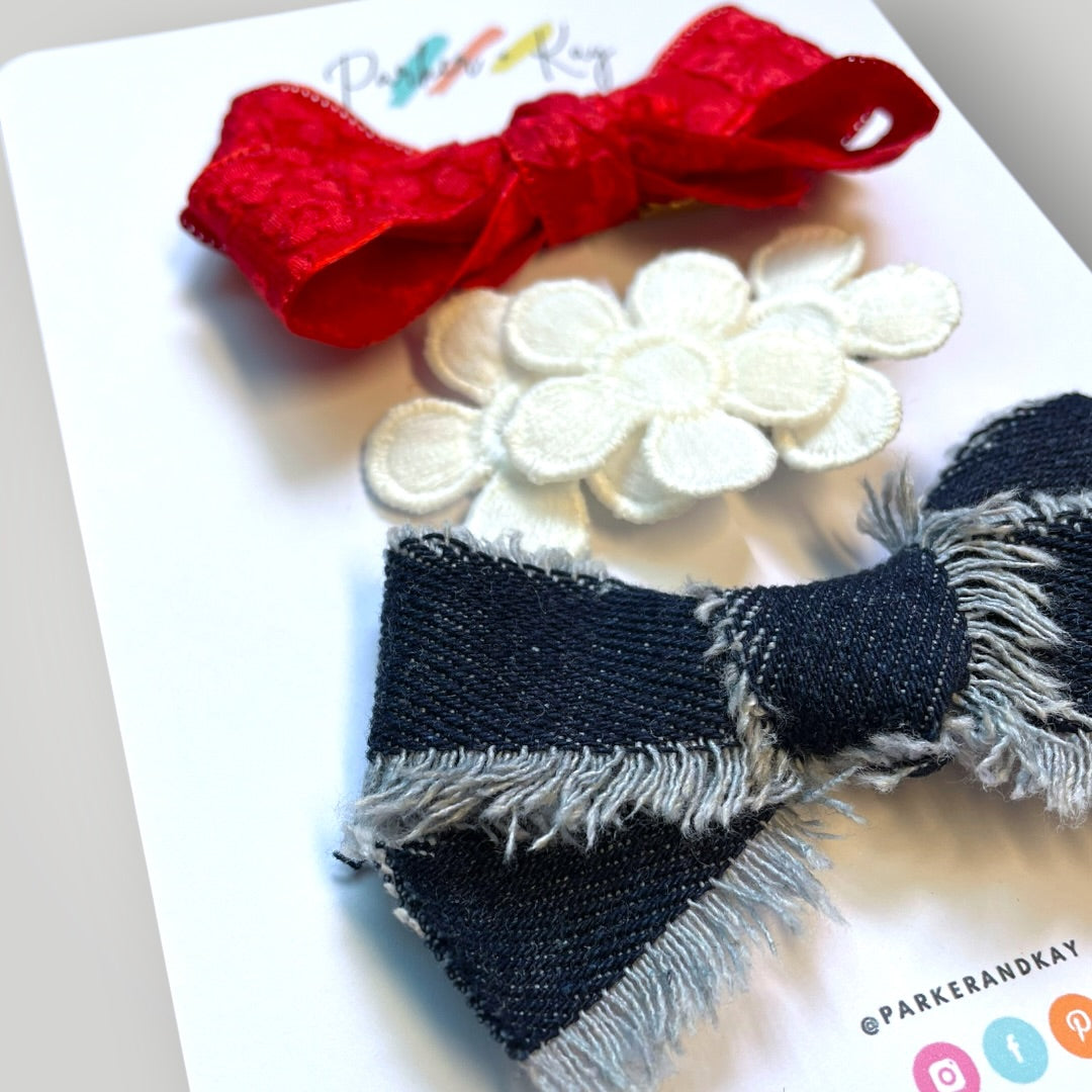 Denim + Daisies Hair Accessory Trio
