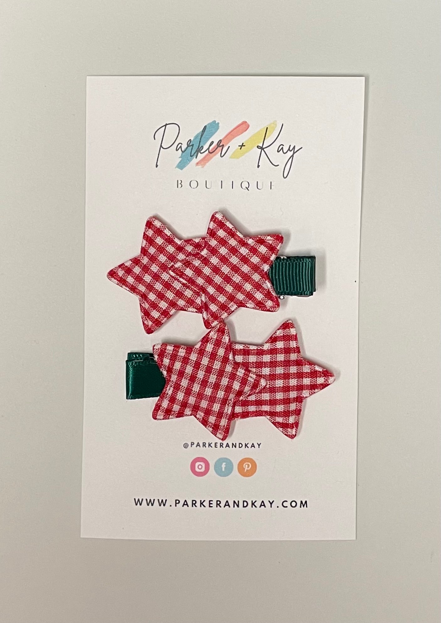 Plaid Stars Hair Clips