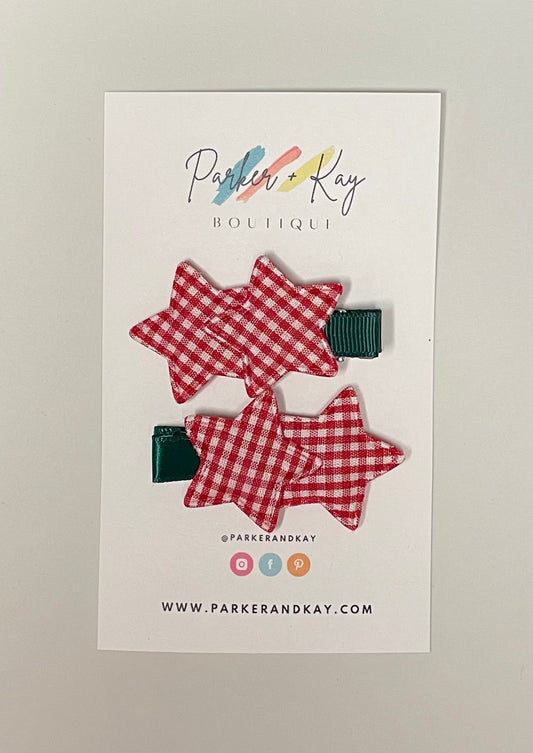 Plaid Stars Hair Clips