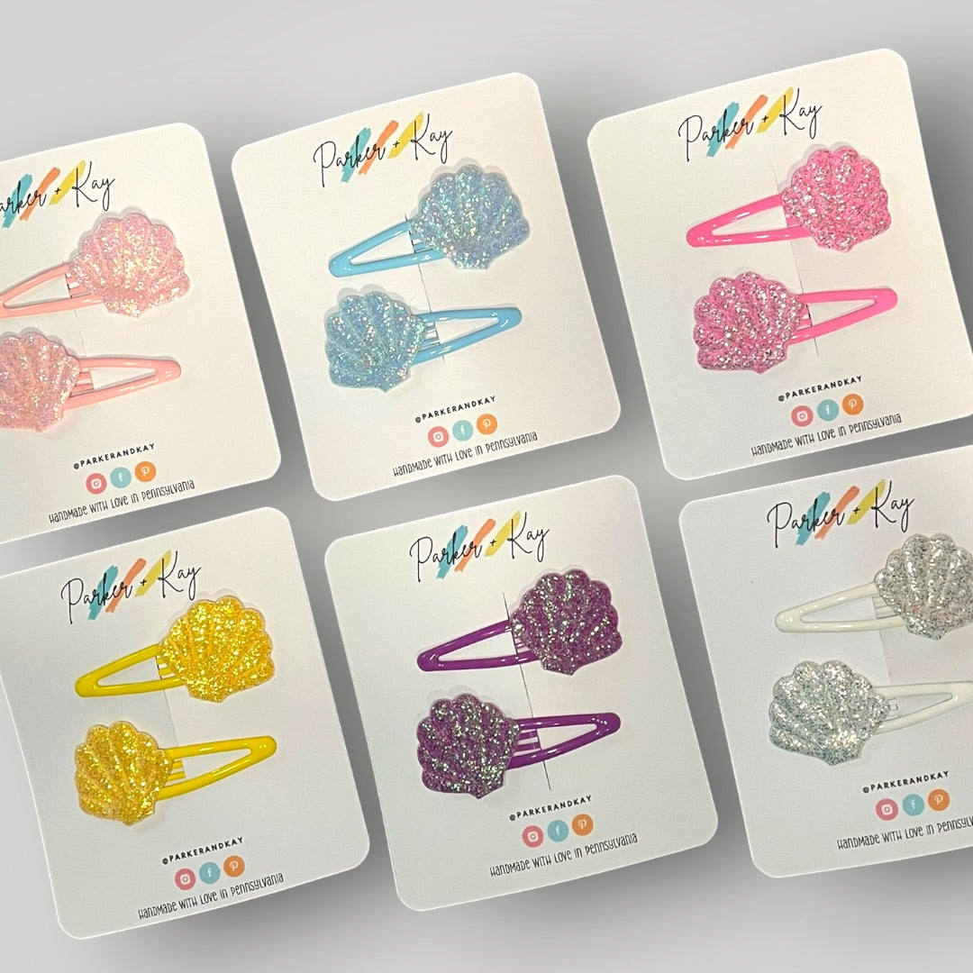 Shimmering Seashell Snap Clips