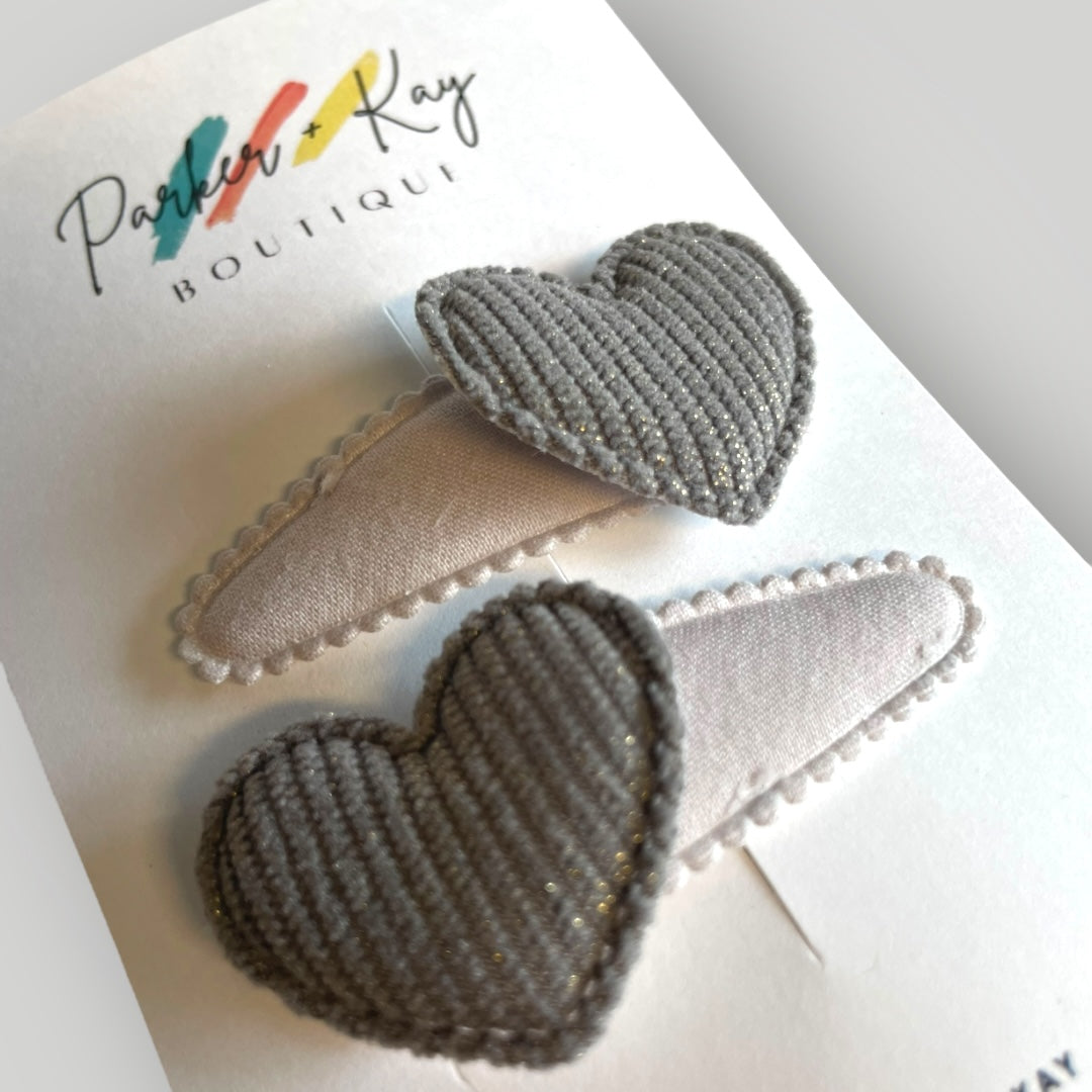 PATTY Textured Hearts Hair Clips