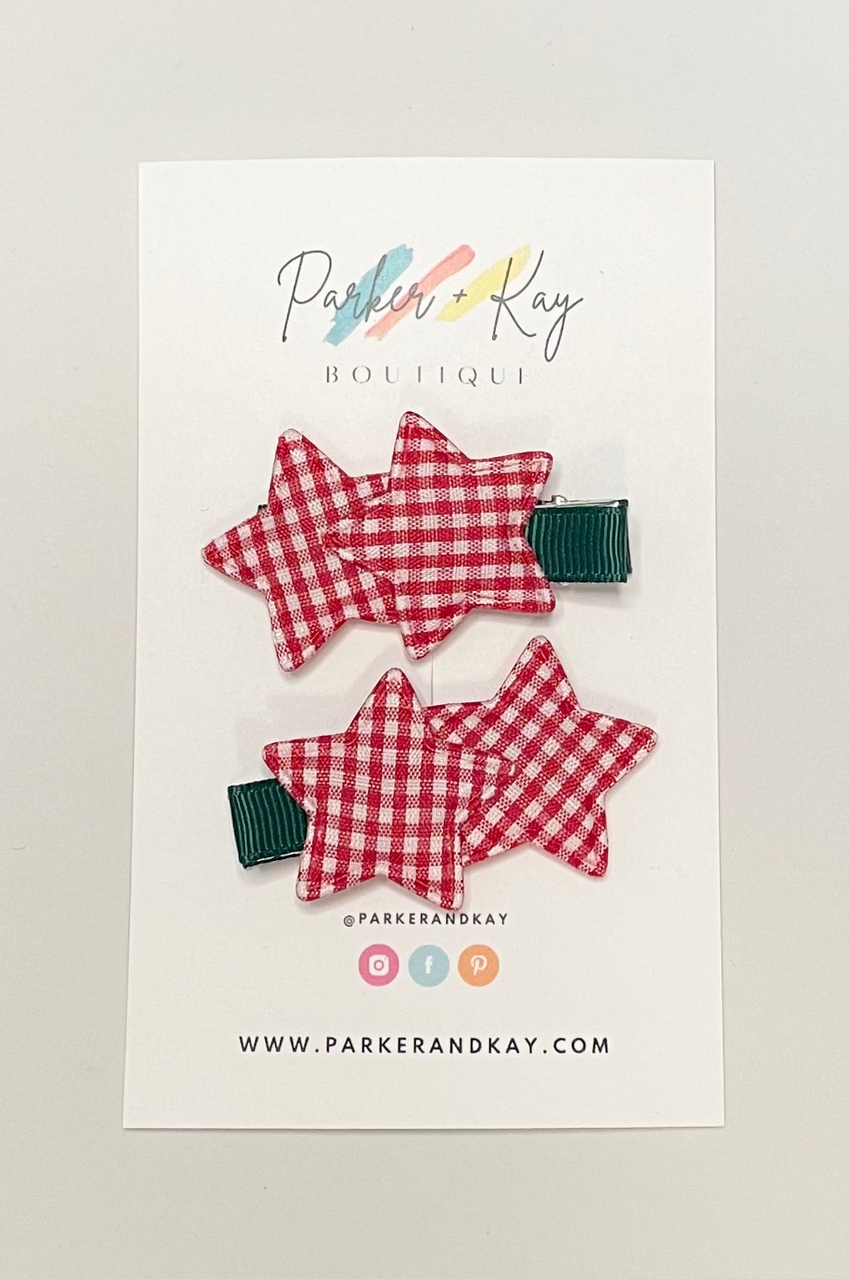 Plaid Stars Hair Clips