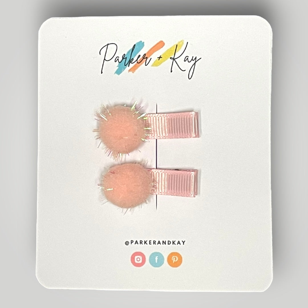 Sparkling Pom Pom Mini Hair Clips