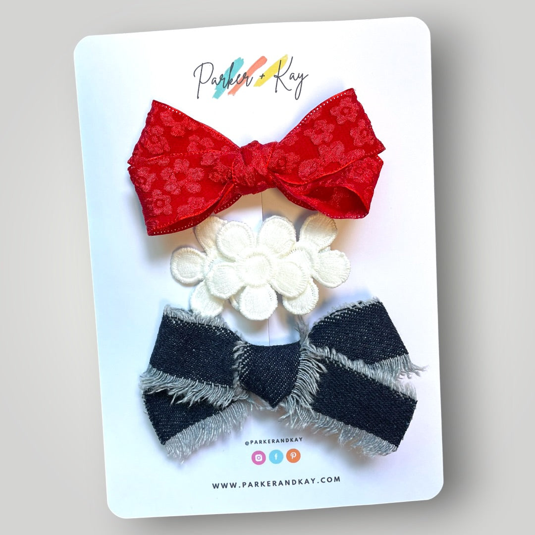 Denim + Daisies Hair Accessory Trio