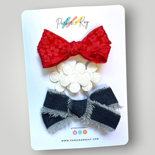 Denim + Daisies Hair Accessory Trio
