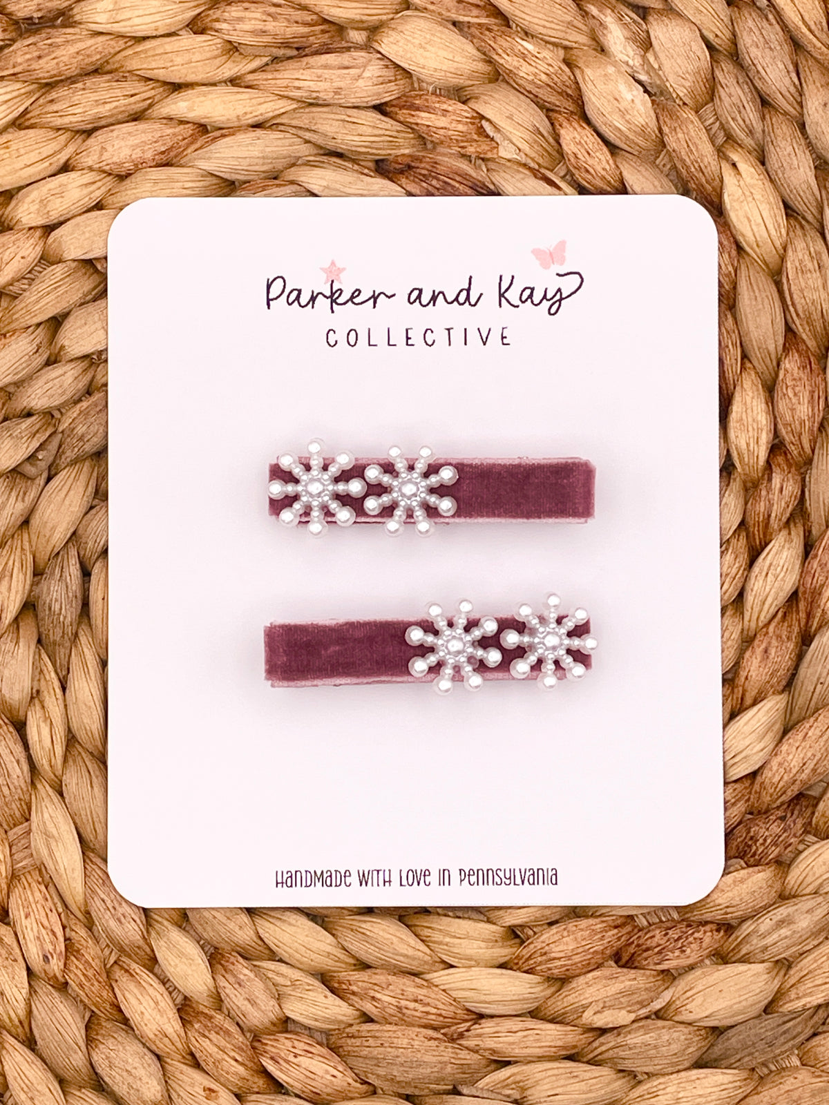 Velvet Snowflakes Clips