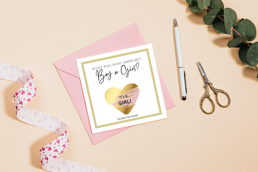 Classic Gender Reveal Scratch-off Card