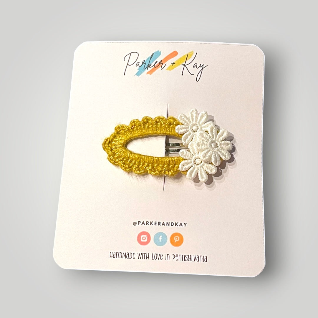 Sweet Blooms Crochet Snap Hair Clip