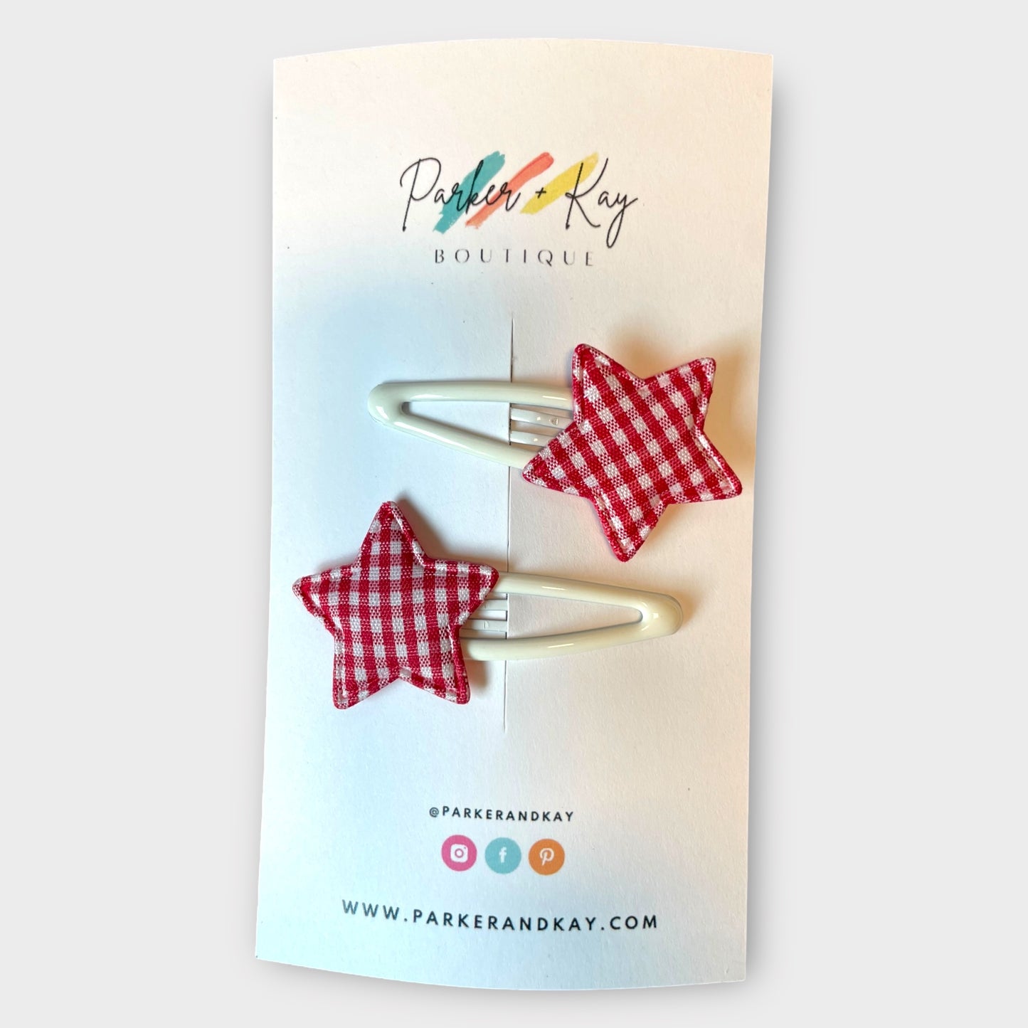 Plaid Stars Hair Clips