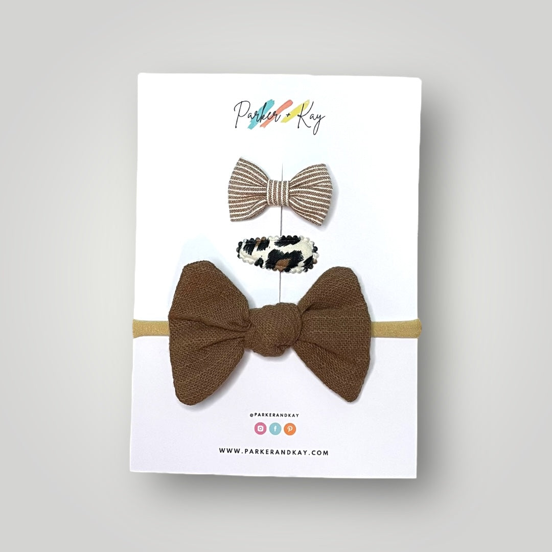 Knot Bow Headband and Clips Set